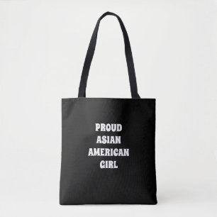 Bolsa Tote Rapariga Americana Orgulhosa, Branca Negra
