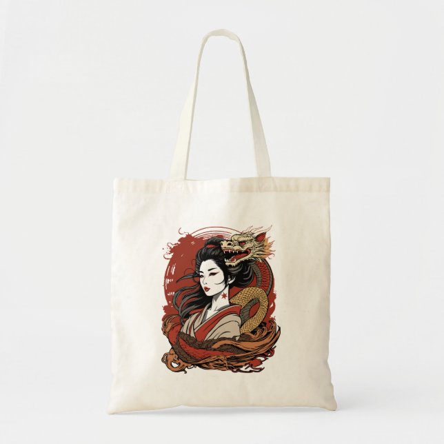 Bolsa Tote Rapariga Asiática | Dragão chinês (Frente)