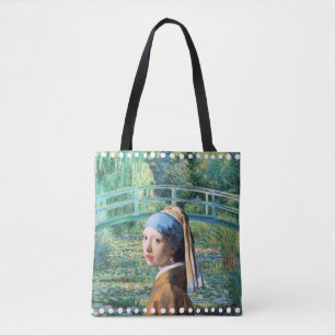 Bolsa Tote Rapariga com brinco de pérola, Água Lily Pond