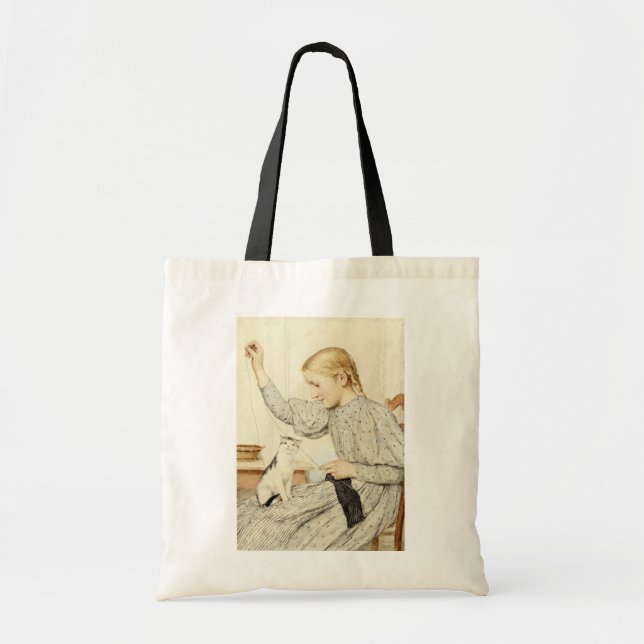 Bolsa Tote Rapariga com Gato, Albert Anker (Frente)