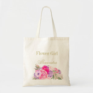 Bolsa Tote Rapariga da Flor Bridesmaid Floral Pessoal