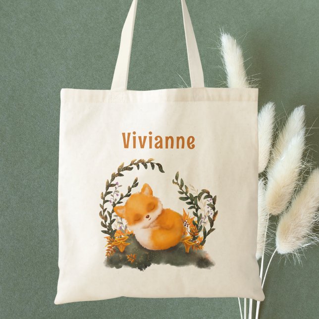 Bolsa Tote Rapariga da Mata Florestal em Aquarela Fofa  (Criador carregado)