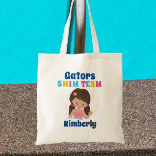 Bolsa Tote Rapariga da Natação em Bonita Personalizada Brunet