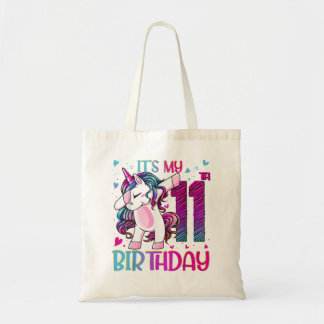 Bolsa Tote Rapariga de aniversário de 11 anos do Unicórnio Da