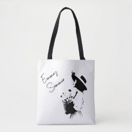 Bolsa Tote Rapariga de Arte de Linha com Texto Personalizado