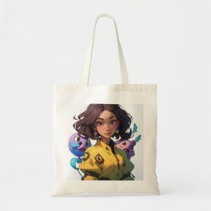 Bolsa Tote Rapariga de Cartoon com criaturas fantásticas