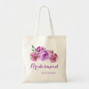 Bolsa Tote Rapariga de casamento violeta de buquê roxo