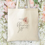 Bolsa Tote Rapariga de Flor Rosa de Água Personalizada<br><div class="desc">A Simples e Chic Flower Girl fez o reconhecimento de casamento com uma letra manuscrita com uma flor de cor d'água macia e pastel em um cor-de-rosa empoeirado e personalizada com seu nome. OPÇÕES: mostrado no estilo básico Tamanho médio — outros tamanhos e estilos estão disponíveis na página de pedidos....</div>