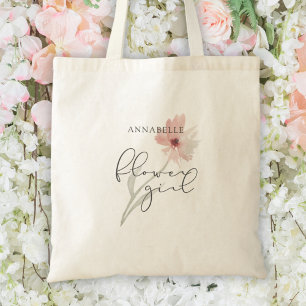 Bolsa Tote Rapariga de Flor Rosa de Água Personalizada