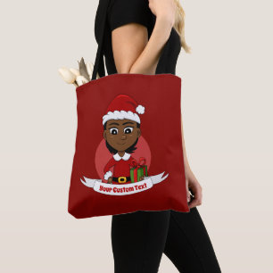 Bolsa Tote Rapariga de Natal afro-americana com cabelo curto
