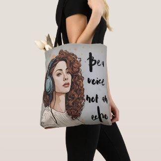 Bolsa Tote Rapariga de rádio com citação inspiradora