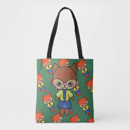 Bolsa Tote Rapariga de Raposa de Cartoon bonito em Vestido Co