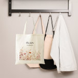 Bolsa Tote Rapariga-de-rosa-rosa-rosa<br><div class="desc">Fundo transparente. decorado com flores silvestres em rosa e bege. Personalize e adicione o nome da ponte. Traseira: sem design</div>