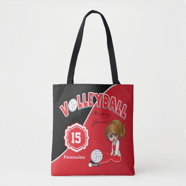 Bolsa Tote Rapariga de Voleibol Vermelho (Frente)