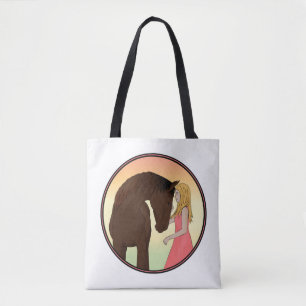 Bolsa Tote Rapariga e Cavalo Equestre