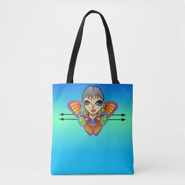 Bolsa Tote Rapariga embalada em Asas de Borboleta (Frente)
