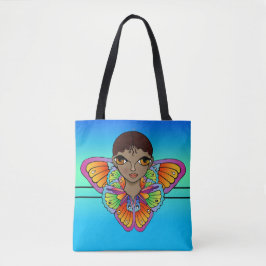 Bolsa Tote Rapariga embalada em Asas de Borboleta