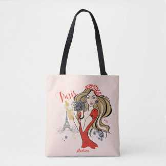 Bolsa Tote Rapariga Personalizada de Moda Paris - Saco de Tot
