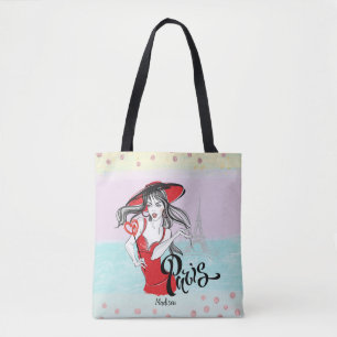 Bolsa Tote Rapariga Personalizada de Moda Paris - Saco de Tot