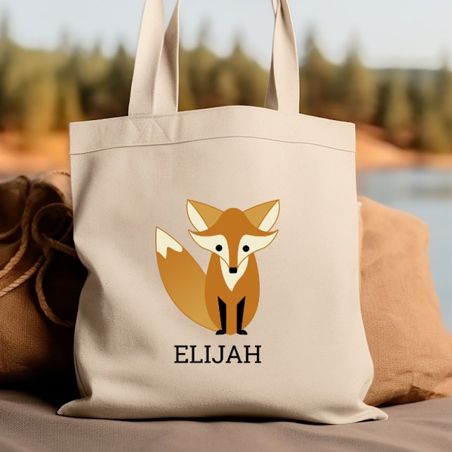 Bolsa Tote Rapariga Raposa Personalizada para Crianças (Criador carregado)