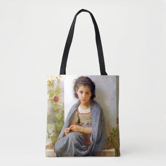 Bolsa Tote Rapariga tricotando, Bouguereau (Frente)