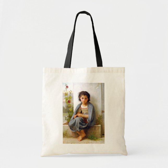 Bolsa Tote Rapariga tricotando, Bouguereau (Frente)
