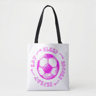 Bolsa Tote Raparigas Bonitas Comem Soccer Do Sono Repito - Jo