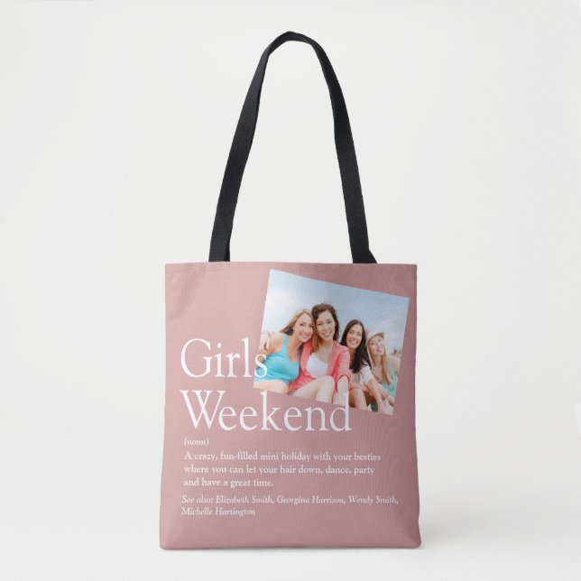 Bolsa Tote Raparigas de Foto Personalizada Fim de Semana Defi (Frente)