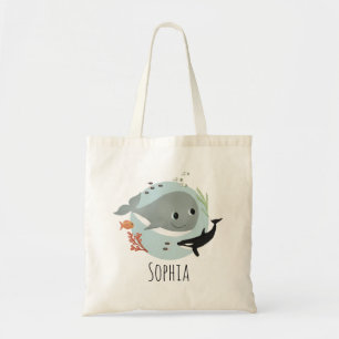 Bolsa Tote Raparigas Trendy Ocean Whale com Orca e Crianças 