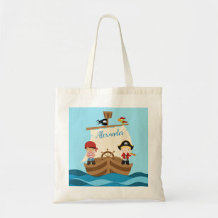 Bolsa Tote Rapazes Piratas Bonitos e Um Nome Personalizado De