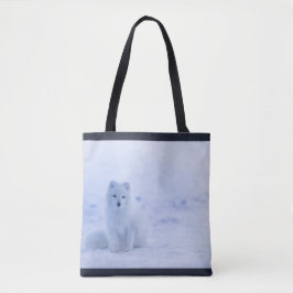 Bolsa Tote Raposa Árctica Cuta no Fundo de Inverno de Neve