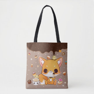 Bolsa Tote Raposa bonito do chibi com gelado do kawaii