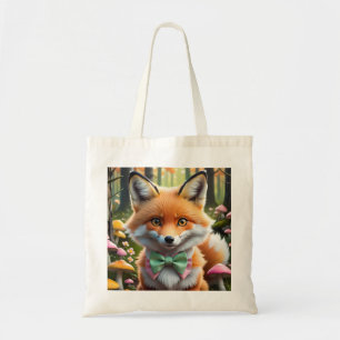 Bolsa Tote Raposa-branca com arco verde e rosa