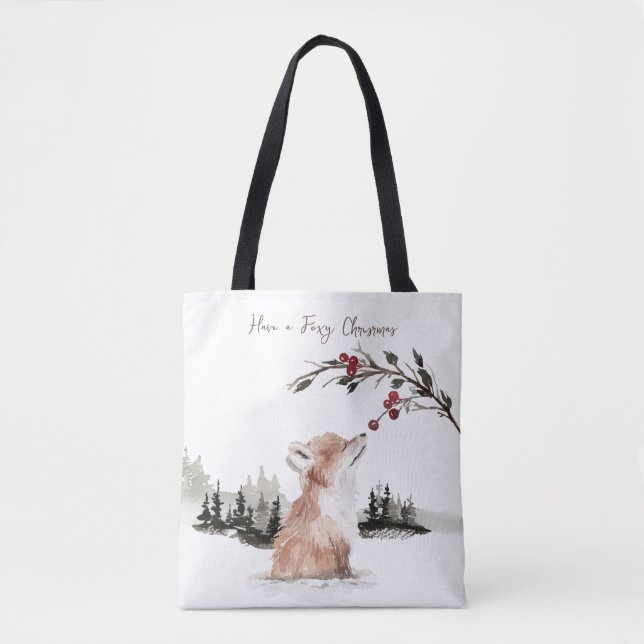 Bolsa Tote Raposa de Animais de Natal (Frente)