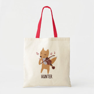 Bolsa Tote Raposa de desenho animado tocando música de violin