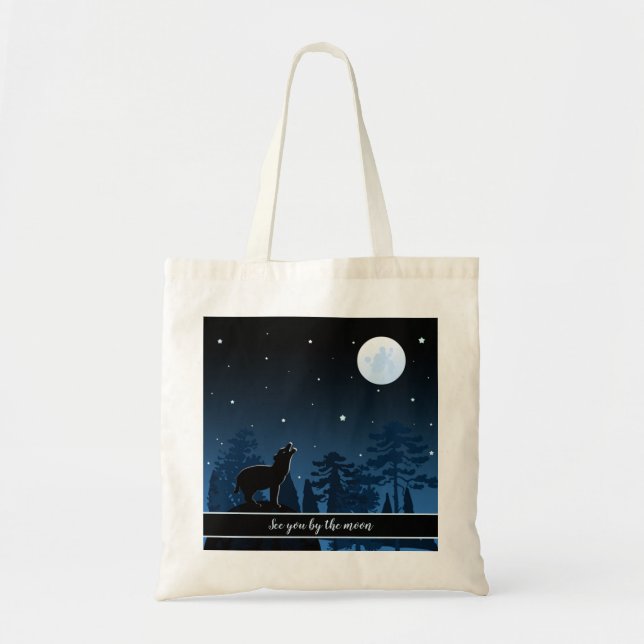 Bolsa Tote Raposa E Lua Cheia À Noite (Frente)