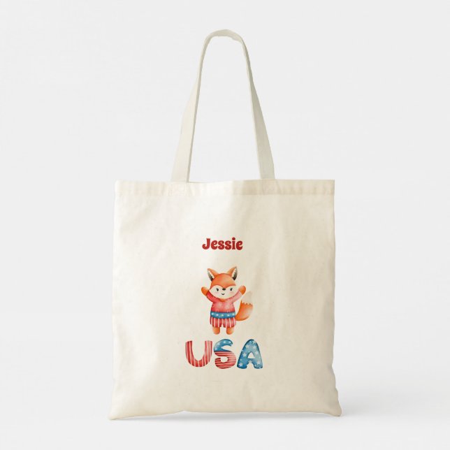 Bolsa Tote Raposa Patriótica Cuta Personalizada (Verso)