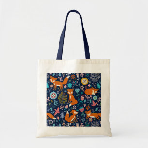 Bolsa Tote Raposa Vermelha e Flores Coloridas