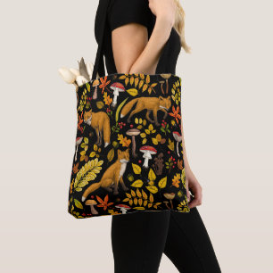 Bolsa Tote Raposas de outono em preto