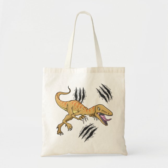 Bolsa Tote Raptor do dinossauro que rasga o saco da garra (Frente)
