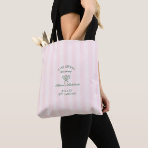 Bolsa Tote Raquetes de Ténis Verdes com Listras Rosa Chá de N