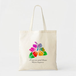 Bolsa Tote Rare 6-Petal Hibiscus-Colorful Hawaiian Good Luck