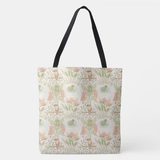 Bolsa Tote Rãs e Pássaros Suaves da Selva (Frente)