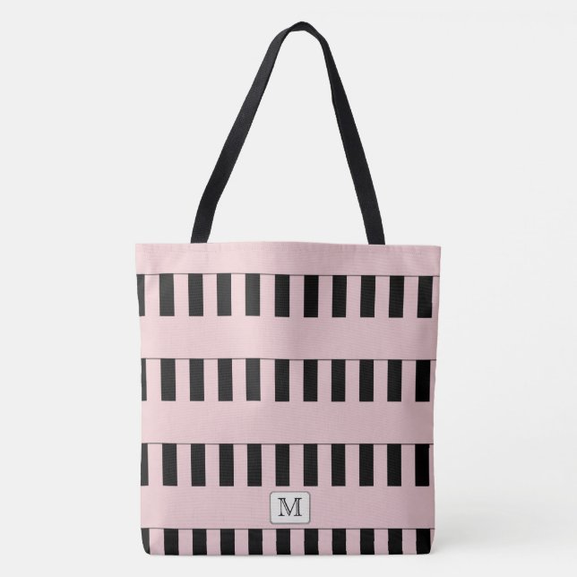 Bolsa Tote Rascunho Vermelho Pastel em qualquer monograma Per (Frente)