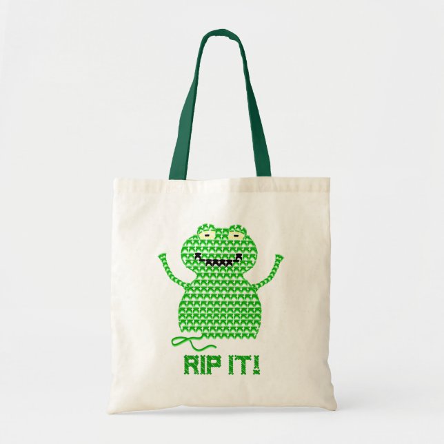 Bolsa Tote Rasgue-o! Vector o sapo do Crochet (Frente)