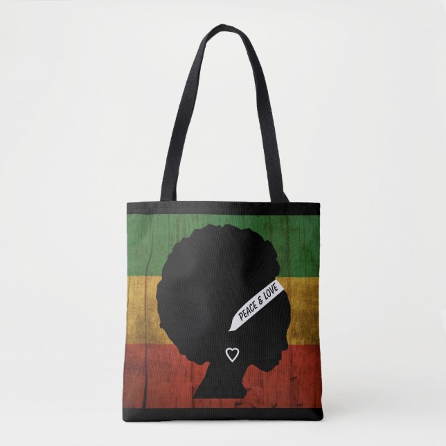 Bolsa Tote Rasta Mulher: Paz e Amor  (Frente)