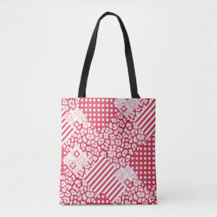 Bolsa Tote Rastreio vermelho e branco