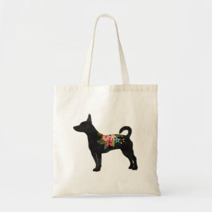 Bolsa Tote Rat Terrier CN Dog Boho Floral Silhouette