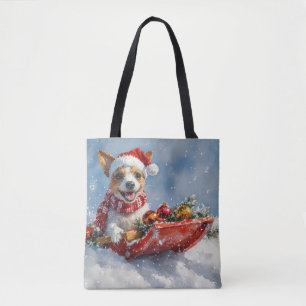 Bolsa Tote Rat Terrier Dog em Sledge Deixe-o nevar no Natal