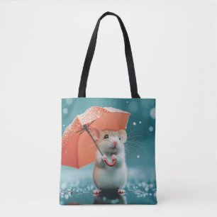 Bolsa Tote Rato com Guarda-chuvas na chuva: Cena do Dia Chuva